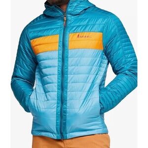 New Men's Cotopaxi Capa Insulated Hooded Jacket Gold & Poolside XXXL